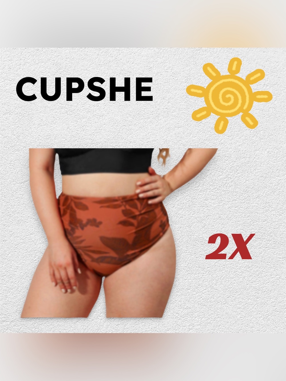 🇨🇳👍GUC CUPSHE | 2X | Vintage inspired Leaf print Plus Size Bikini Bottom❗️read